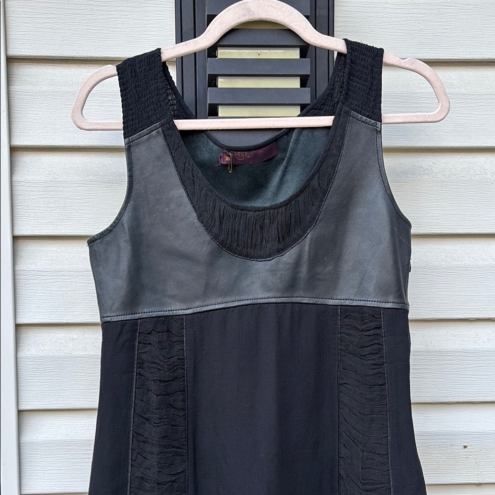 ARAYAL France Ladies black silk leather dress-6-GORGEOUS!WEDDING-ARRY - Picture 2 of 10